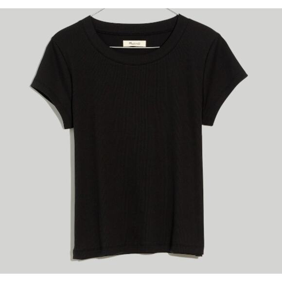 Madewell Women's True Black Plus Supima Rib Tee Size 1X - Picture 1 of 5